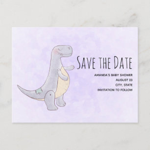 Invitation Carte Postale Aquarelle de jouet Dinosaure gris mou Enregistrer