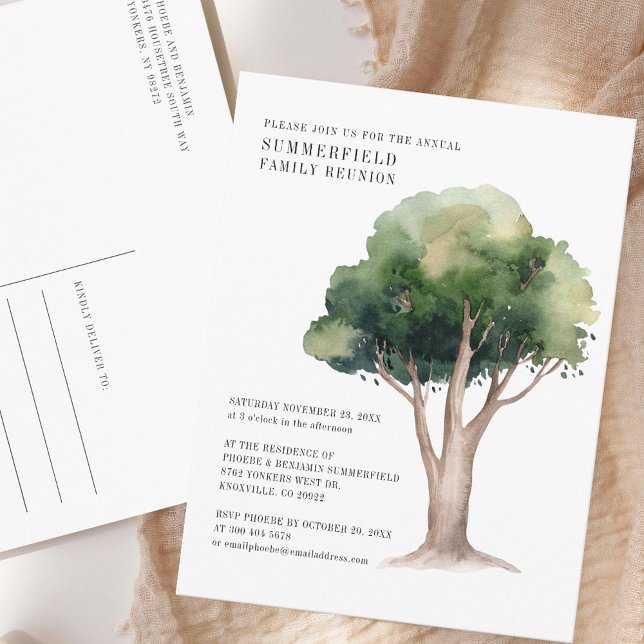 Invitation Carte Postale Aquarelle de réunion familiale annuel (Family Reunion Watercolor Annual Invitation Postcard)