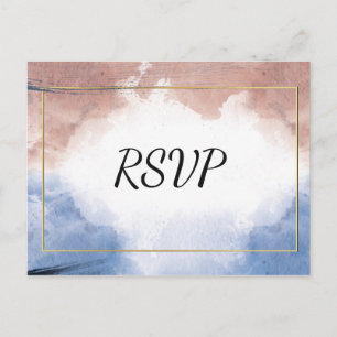 Invitation Carte Postale Aquarelle délicate faisant allusion aux vagues rsv