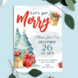 Invitation Carte Postale Aquarelle dessinée à la main Soyons joyeux Noël