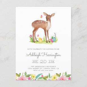 Invitation Carte Postale Aquarelle Fleurs de prairie de printemps Baby show