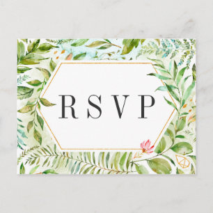 Invitation Carte Postale Aquarelle Floral Green Foliage Mariage RSVP