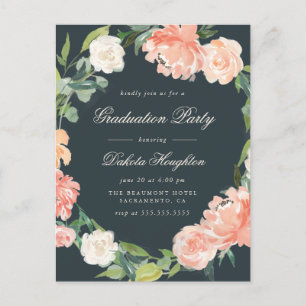 Invitation Carte Postale Aquarelle foncée Eucalyptus Fête de Graduation de