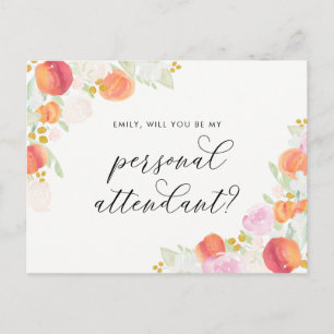 Invitation Carte Postale Aquarelle Peaches Floral Soyez Mon Accompagnateur 