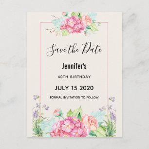 Invitation Carte Postale Aquarelle rose moderne Bunch floral Enregistrer la