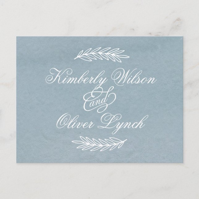 Invitation Carte Postale Aquarelle rustique Dusty Bleu Nature Mariage (Devant)