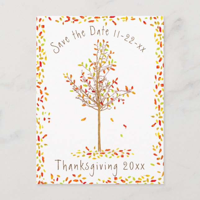 Invitation Carte Postale Arbre d'automne Thanksgiving Enregistrer la date (Devant)