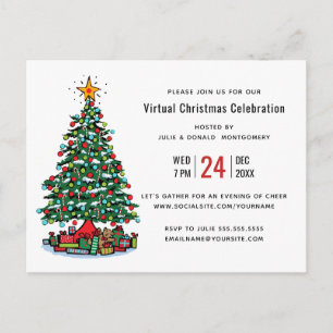 Invitation Carte Postale Arbre de Noël Moderne