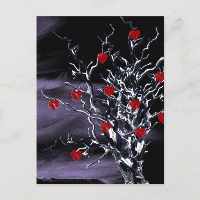 Invitation Carte Postale Arbre des Coeurs brisés Fête des mariées gothique  (Devant)