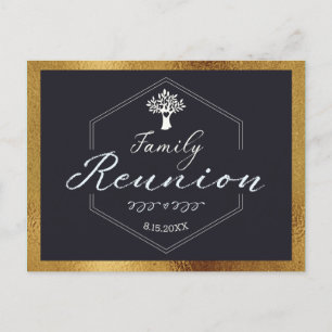 Invitation Carte Postale Arbre Familial Moderne Black Gold Enregistrer la d