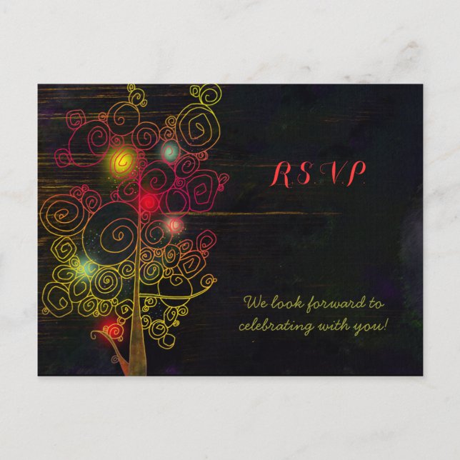 Invitation Carte Postale Arbres Inspirationnels Mariage rustique RSVP (Devant)