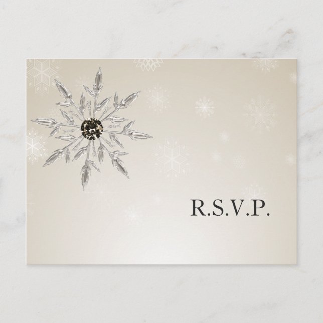 Invitation Carte Postale argent or neige flocons d'hiver mariage rsvp Card (Devant)