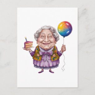Invitation Carte Postale Art de fête d'anniversaire de grand-mère drôle à v