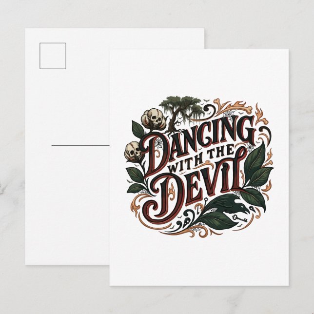 Invitation Carte Postale Art gothique Dansant avec le diable (Devant / Derrière)