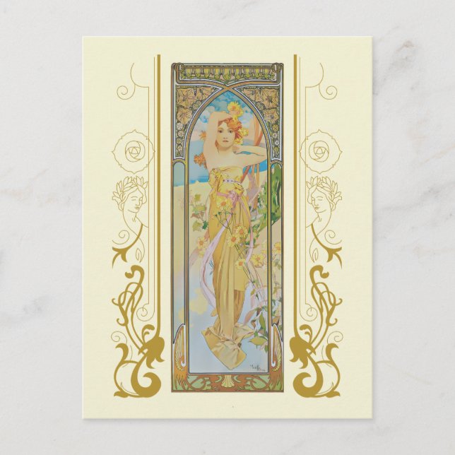 Invitation Carte Postale Art Nouveau Alphonse Mucha La luminosité du jour (Devant)