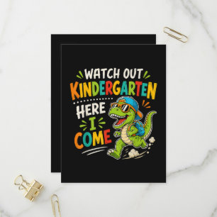 Invitation Carte Postale Attention maternelle j'arrive Dino