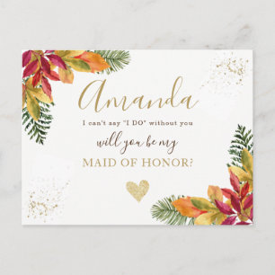 Invitation Carte Postale automne Maid of Honor ou BRIDESMAID proposition