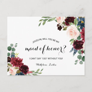 Invitation Carte Postale Automne Rustique éblouissant Bourgogne Maid of Hon