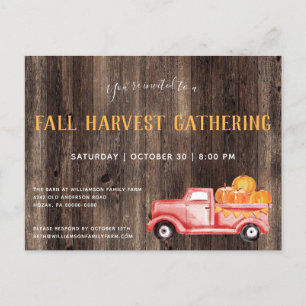 Invitation Carte Postale Automne Rustique ramasser Citrouilles Automne Fête