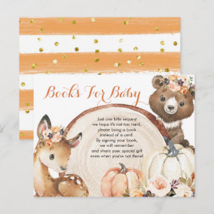 Invitation Carte Postale Automne Woodland Girl Baby shower Livres pour Baby