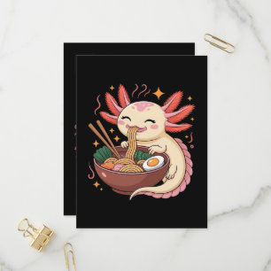 Invitation Carte Postale Axolotl Mignon Mange des Nouilles Ramen
