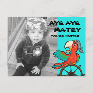 Invitation Carte Postale Aye Aye Pirate Parrot