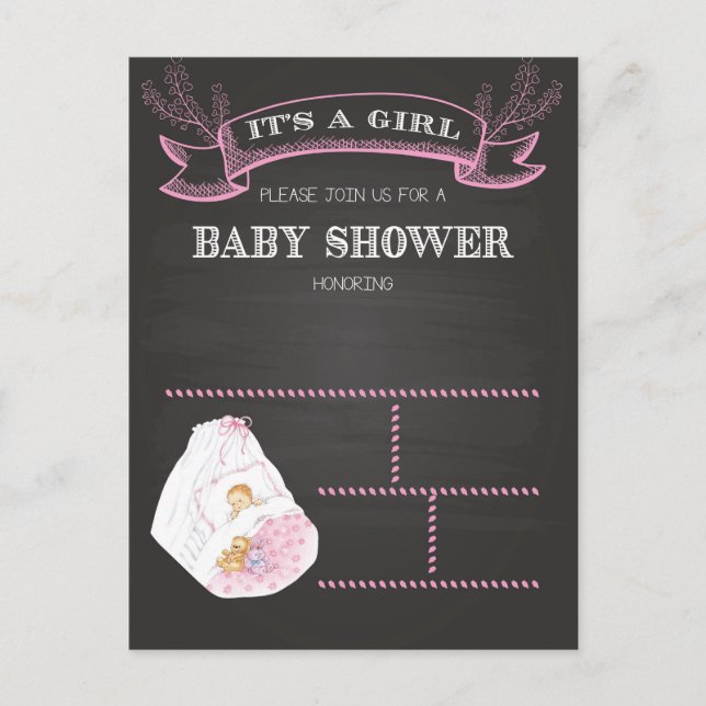 Invitation Carte Postale Baby shower (Devant)