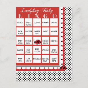 Invitation Carte Postale Baby shower À petits pois Ladybug Bingo Card 3
