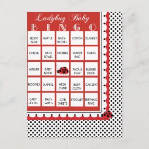 Invitation Carte Postale Baby shower À petits pois Ladybug Bingo Card 4