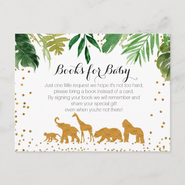 Invitation Carte Postale Baby shower animal Safari - Apportez un encart (Devant)