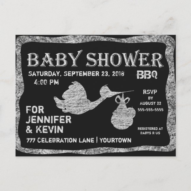 Invitation Carte Postale Baby shower | BBQ | Tableau (Devant)
