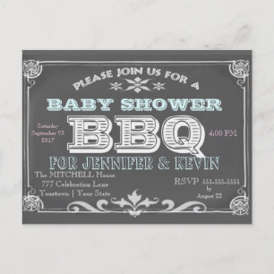 Invitation Carte Postale Baby shower   BBQ   Tableau
