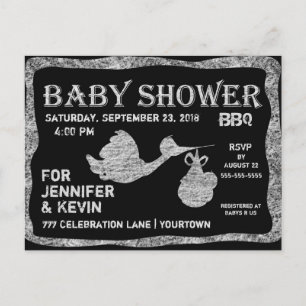 Invitation Carte Postale Baby Shower   BBQ   Tableau noir