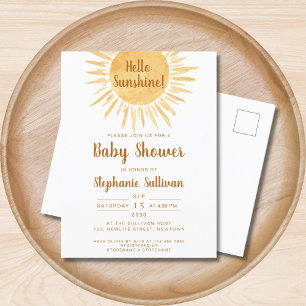 Invitation Carte Postale Baby shower Boho Sunshine