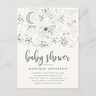 Invitation Carte Postale Baby shower céleste de constellation de nuit