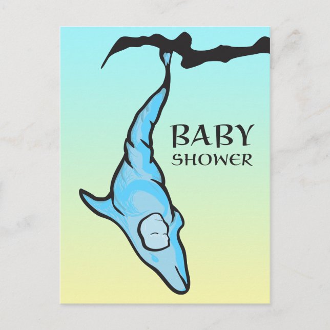 Invitation Carte Postale baby shower (cocon dauphin) (Devant)