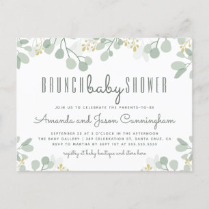 Invitation Carte Postale Baby shower de brunch botanique Eucalyptus Foliage