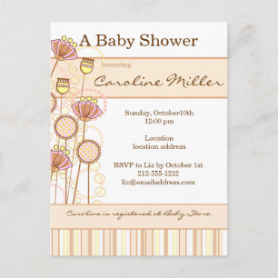 Invitation Carte Postale Baby shower de fleurs Super sucrées