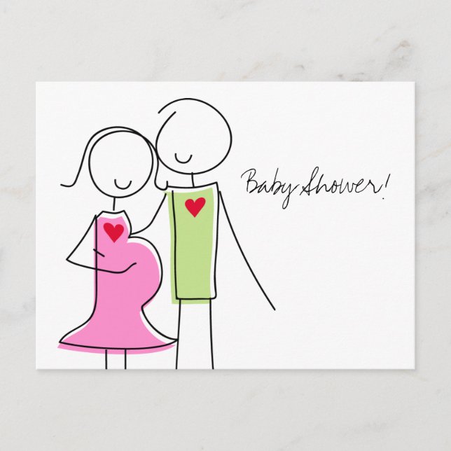 Invitation Carte Postale Baby shower de lit, c'est une fille (Devant)