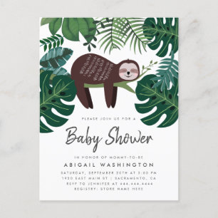 Invitation Carte Postale Baby shower de parcelles de verdure tropicale couc