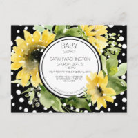 Baby shower de tournesol à pointes noir et blanc P