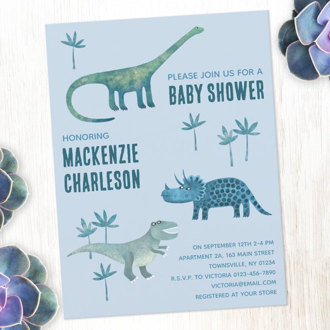 Invitation Carte Postale Baby shower Dinosaur (Créateur téléchargé)
