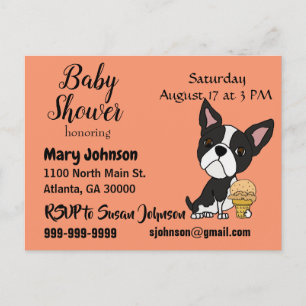 Invitation Carte Postale Baby shower drôle de crème glacée de Boston