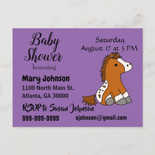 Invitation Carte Postale Baby Shower Drole De Poney Zazzle Fr