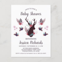 Baby shower floral de la tête de cerf rustique Mau