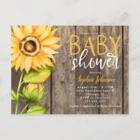 Baby shower floral de tournesol jaune rustique