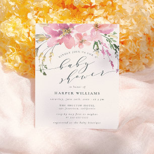 Invitation Carte Postale Baby Shower Floral Élégant Aquarelle de Printemps