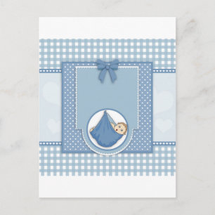 Invitation Carte Postale Baby shower Garçon Bleu Motif Party Nursery Art