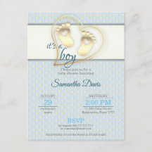 Baby shower Golden Baby Boy Footprints and Hearts