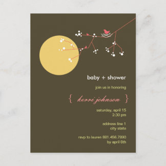 Invitation Carte Postale Baby shower lunaire de l'arbre généalogique de nid
